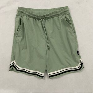 ALO Yoga Men’s Athletic Shorts in Sage Green with Black and White Trim